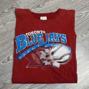 Vintage Toronto Blue Jays 2000s Red Retro T shirt Bulletin Baseball MLB Sz L